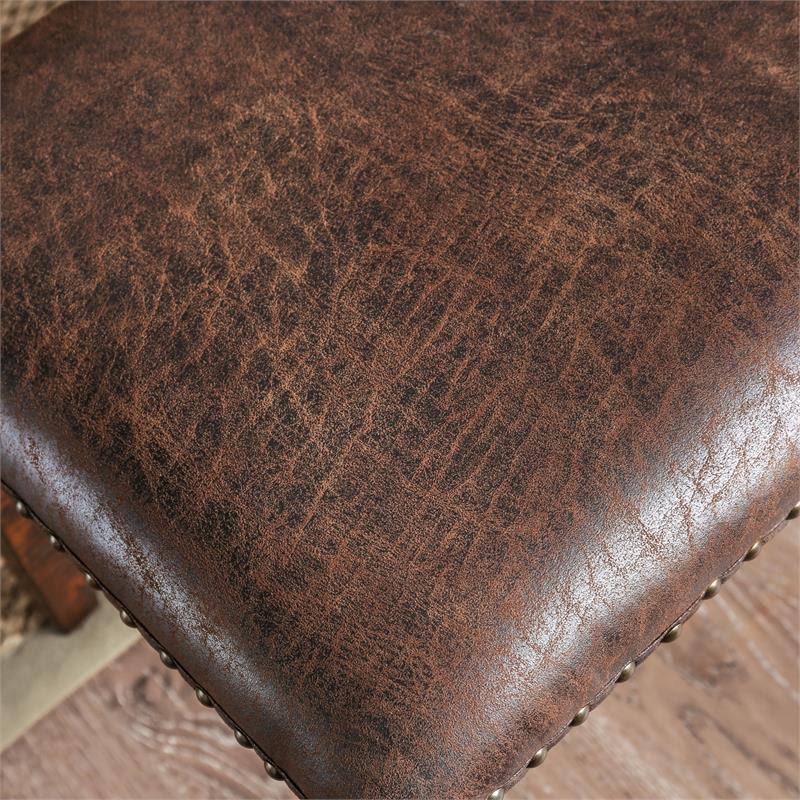 Solid Wood Nailhead Trim Bench in Dark Oak D60053