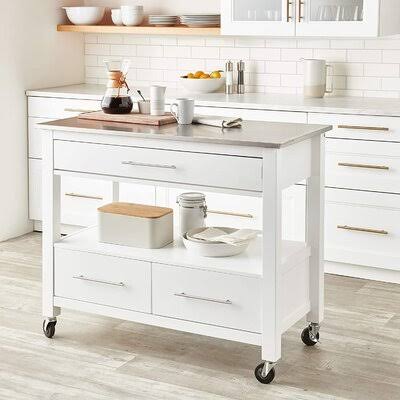 Red Kitchen Cart with Steel Top O971
