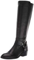 Black Harness Tall Wide Calf Boots G793