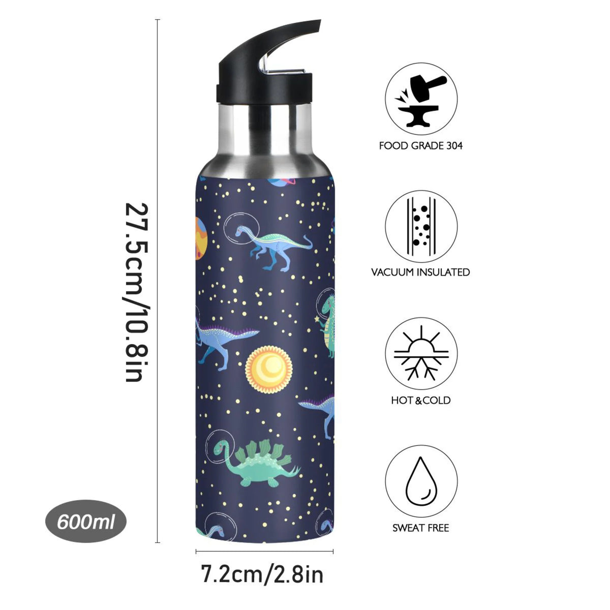 Stainless Steel Insulated Water Bottle with Straw Lid W198680