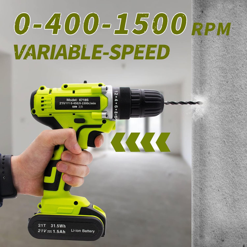 21V Cordless Drill Driver Tool Kit 43pcs Drill Bits R6142