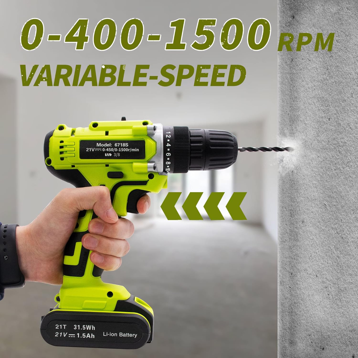 21V Cordless Drill Driver Tool Kit 43pcs Drill Bits R6142