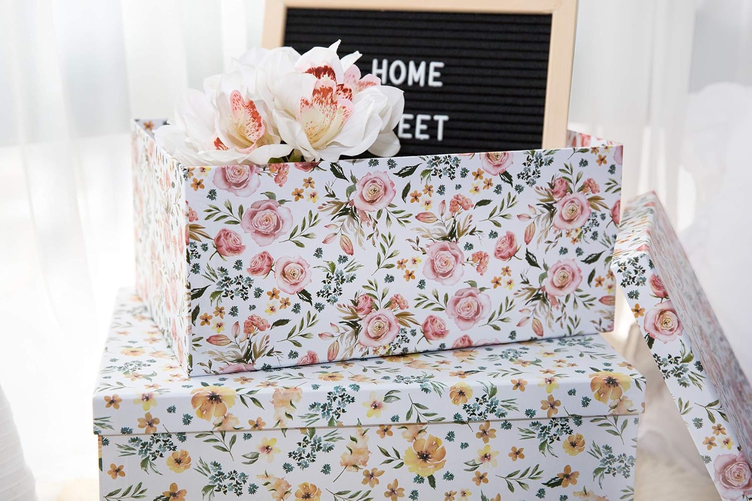 Summer Bouquet Set of 3 Paperboard Nesting Boxes Q665