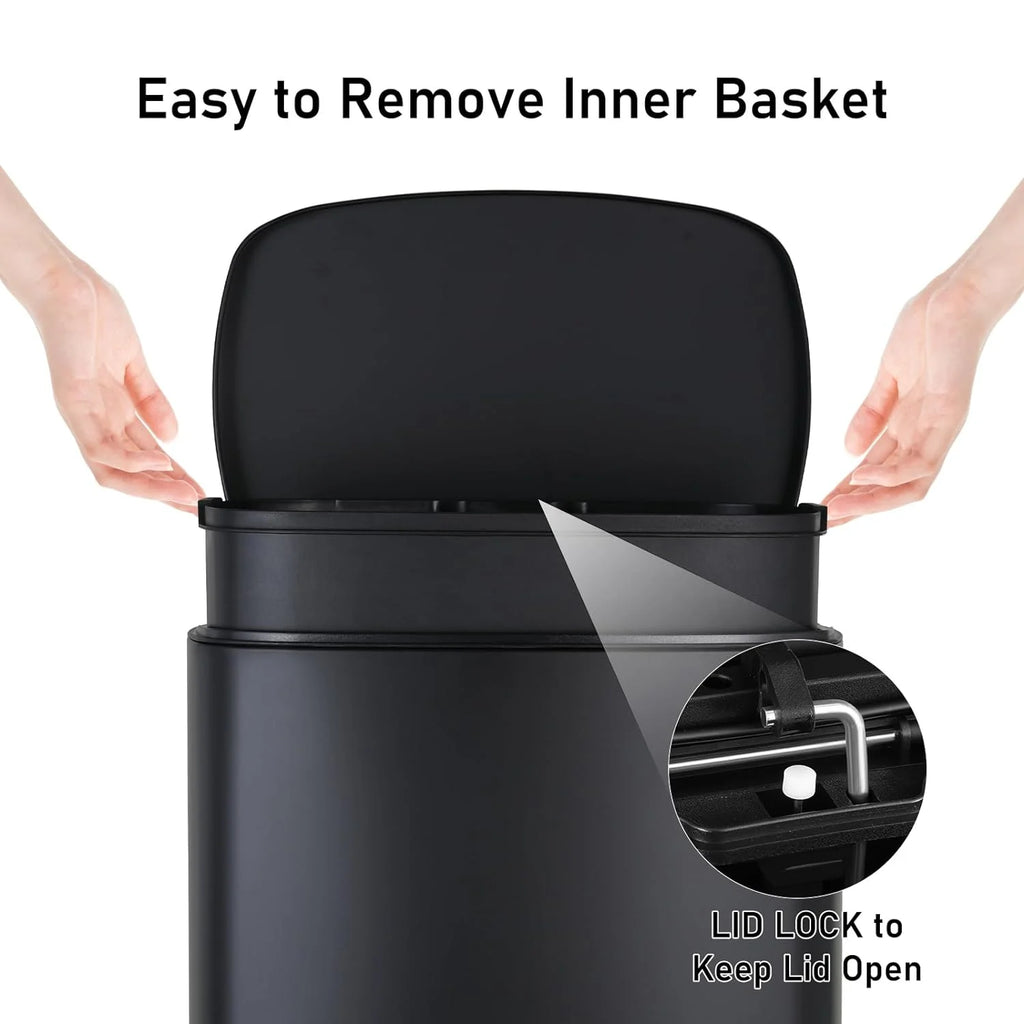 13.2 + 1.3 Gallon Stainless Steel Trash Can Combo with Soft Close Lid L153742
