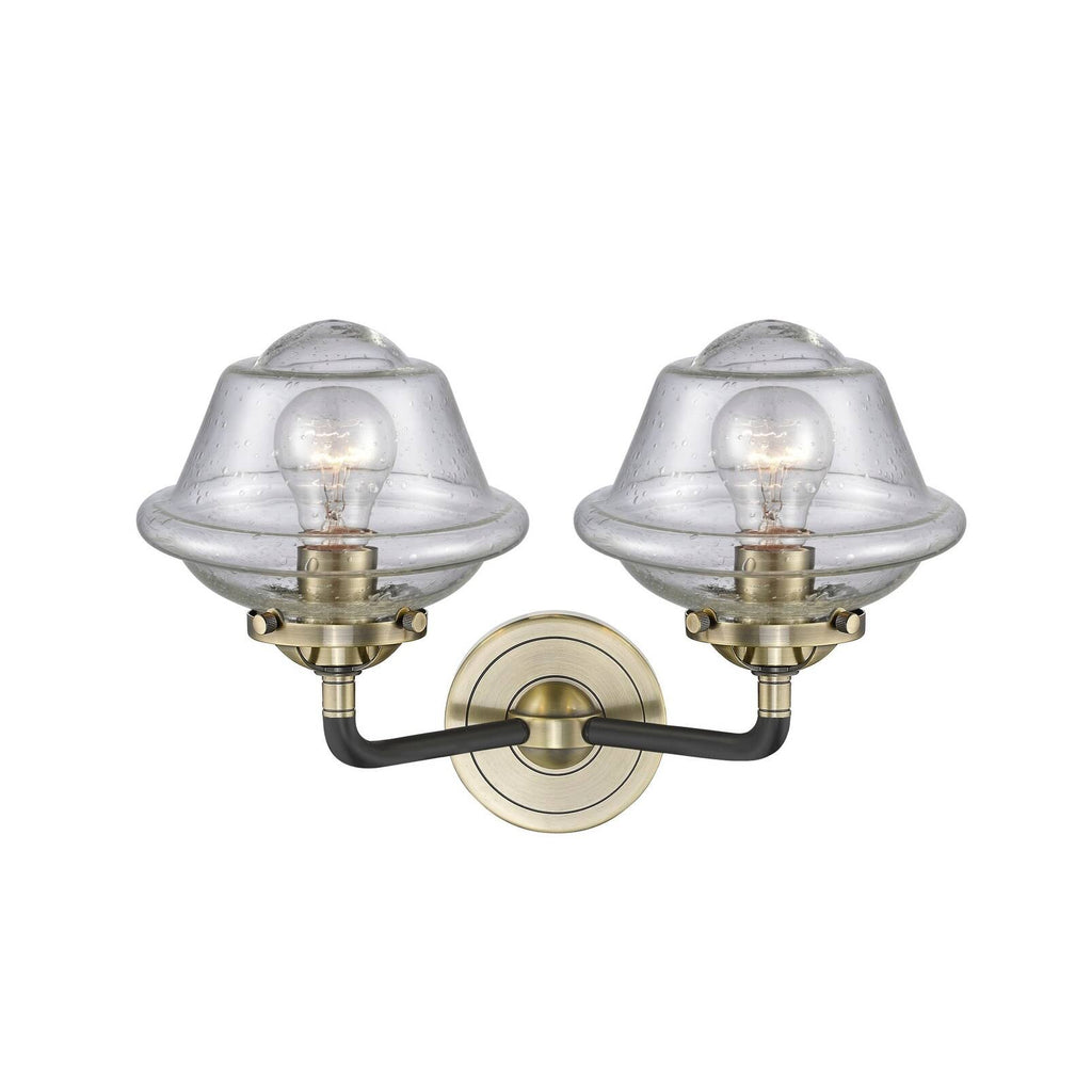 13 inch 2 Light Bath Vanity Oil Rubbed Bronze with Seedy Glass O1608