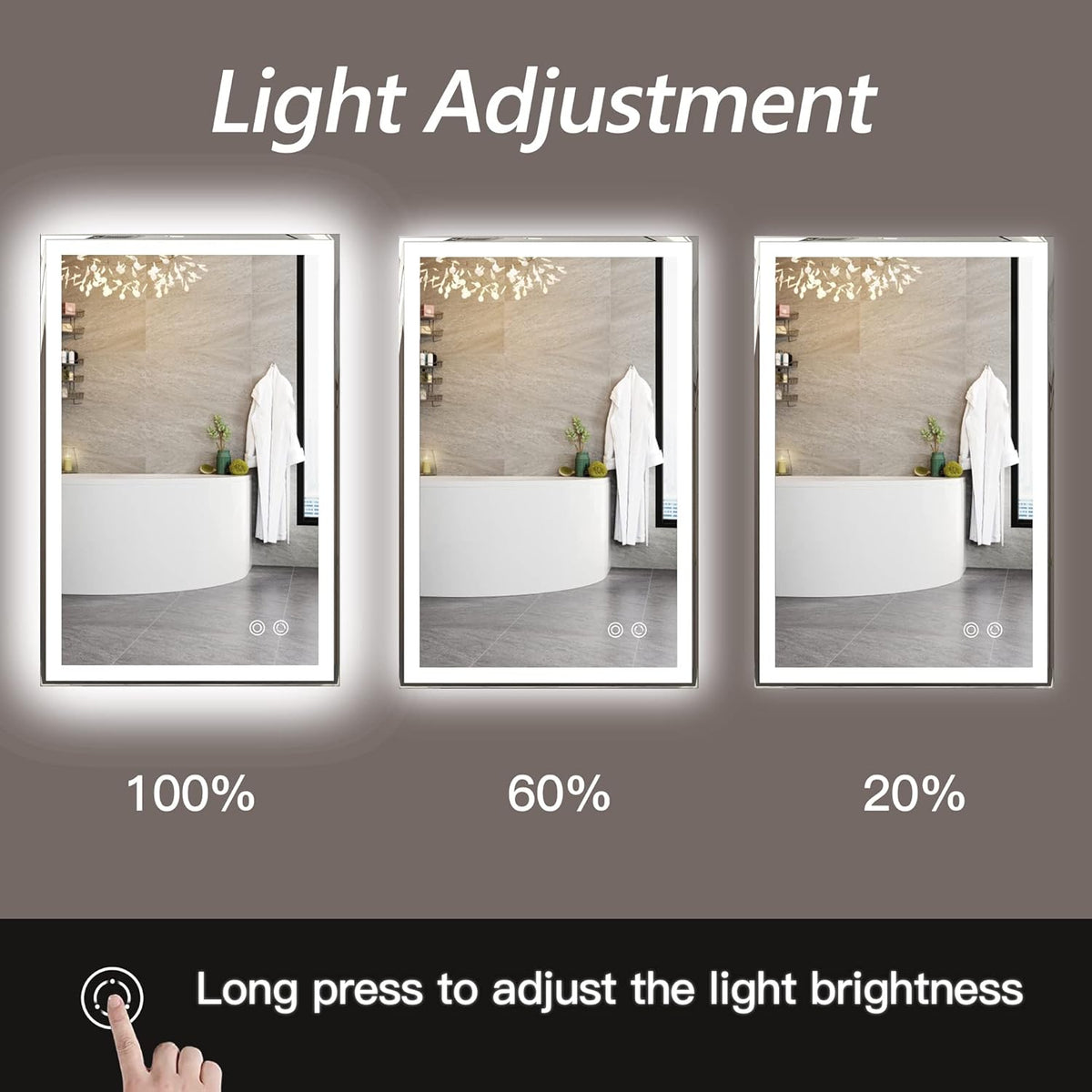 Anti Fog LED Bathroom Mirror with Dimmable Touch Switch T23938