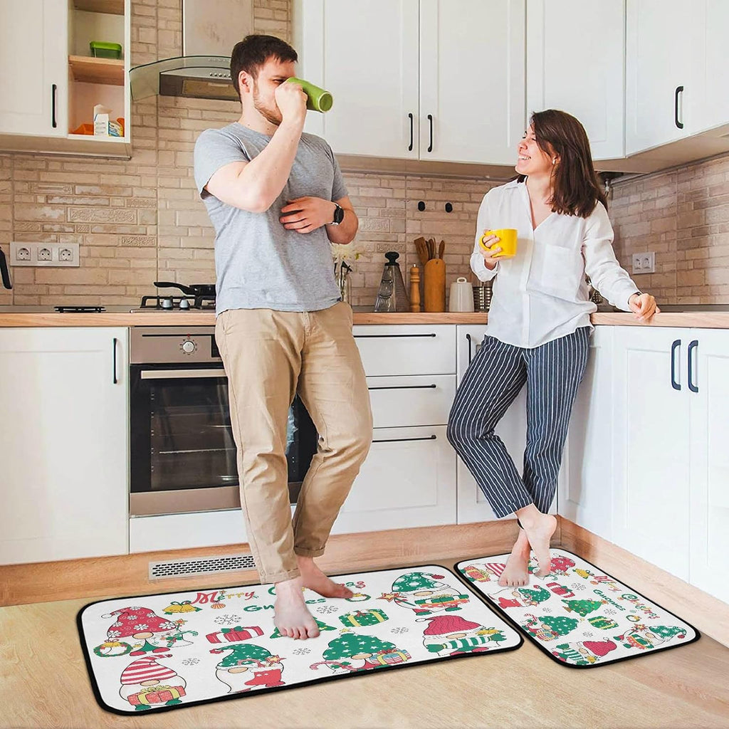 Anti Fatigue Snowflake Kitchen Mats Set of 2 Non Slip Rug T8714