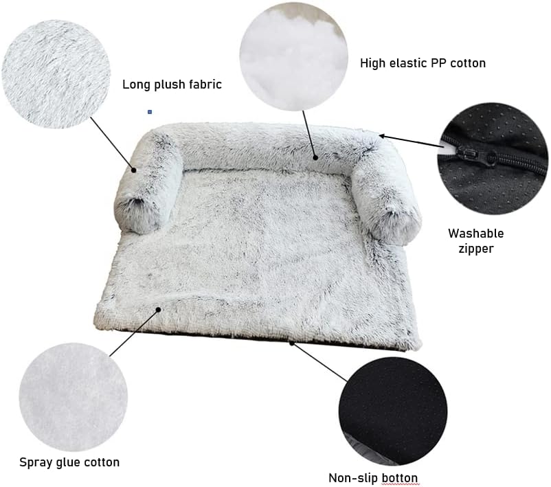 Large Pack of 2 Waterproof Soft Fluffy Dog Bed Mat with Removable Washable Cover B472042