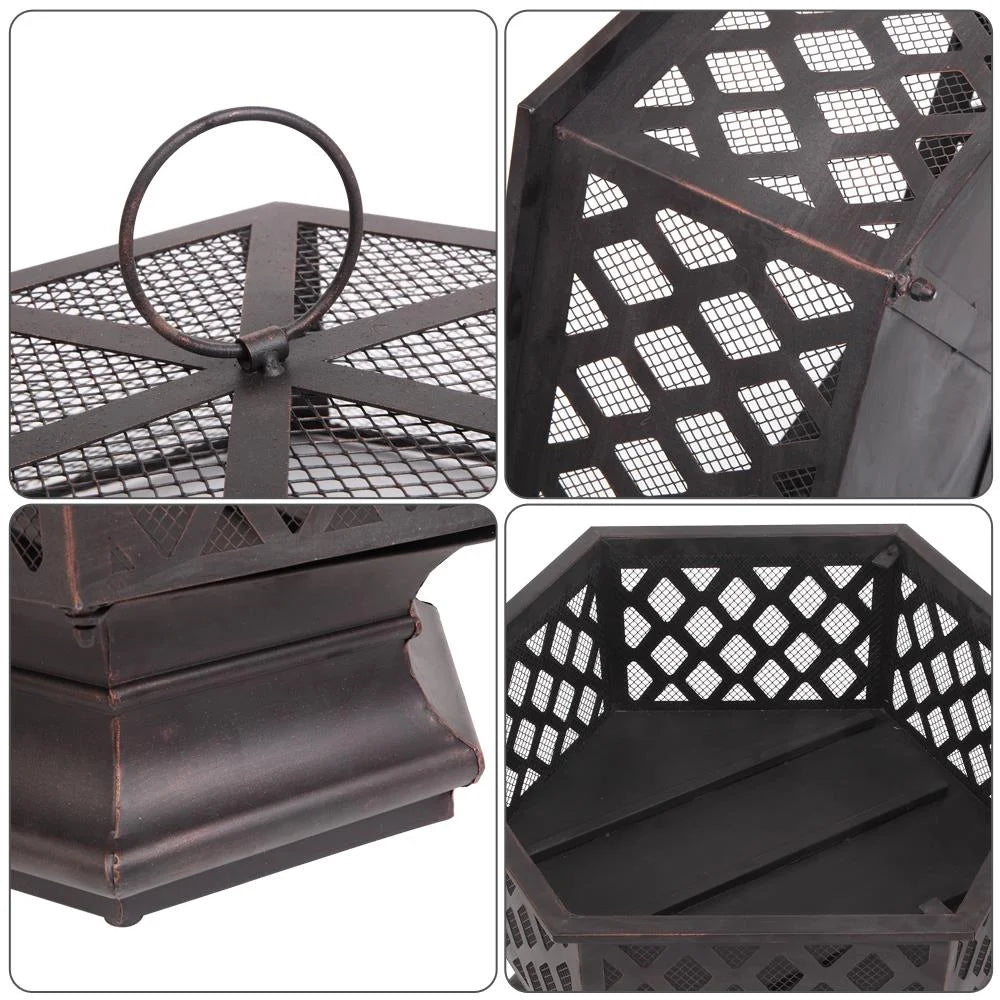 22 inch Steel Fire Pit with Flame-Retardant Mesh Lid D233