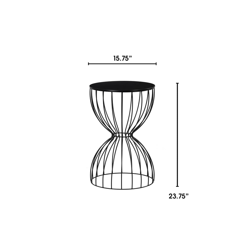Black Metal Top Hourglass End Table W946