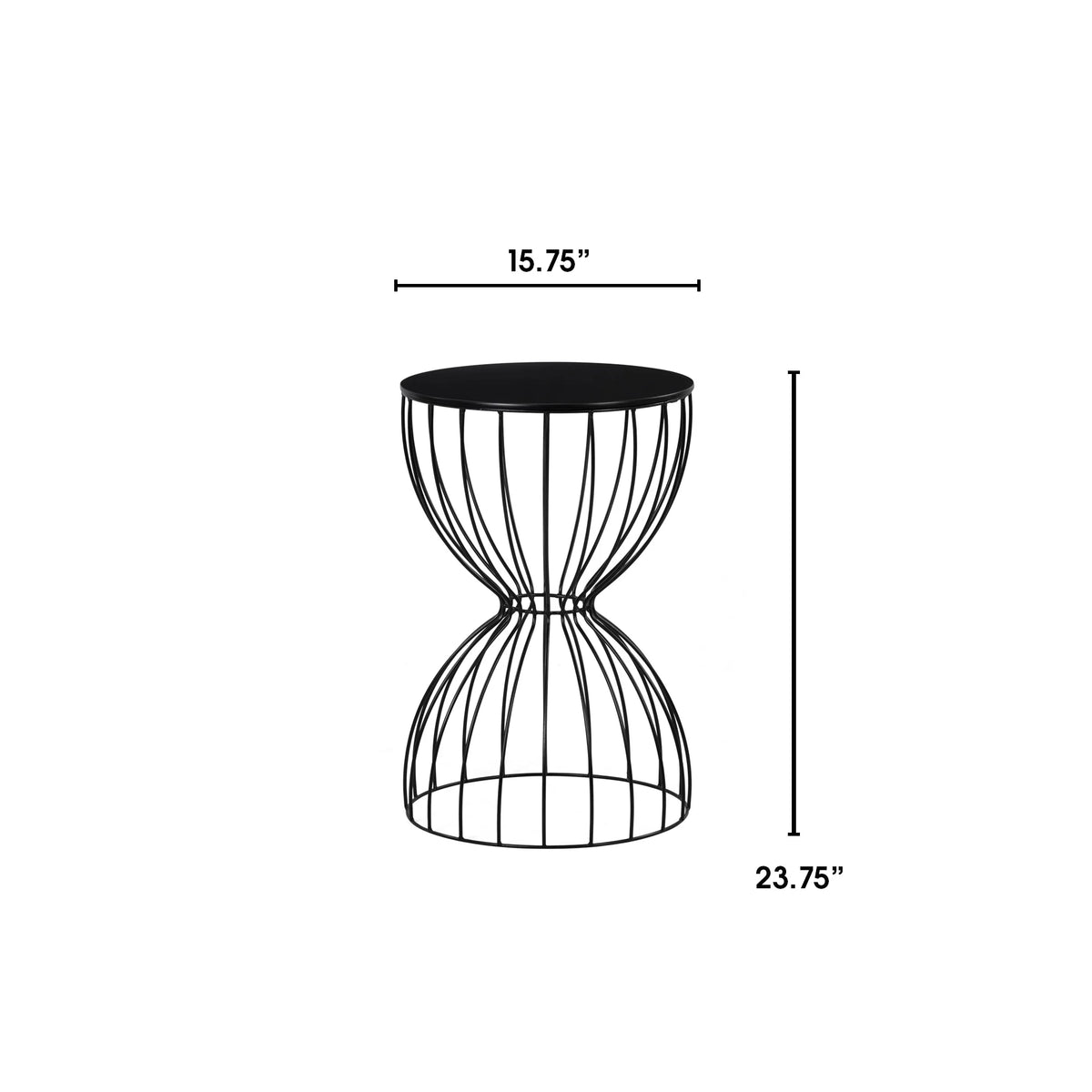 Black Metal Top Hourglass End Table W946