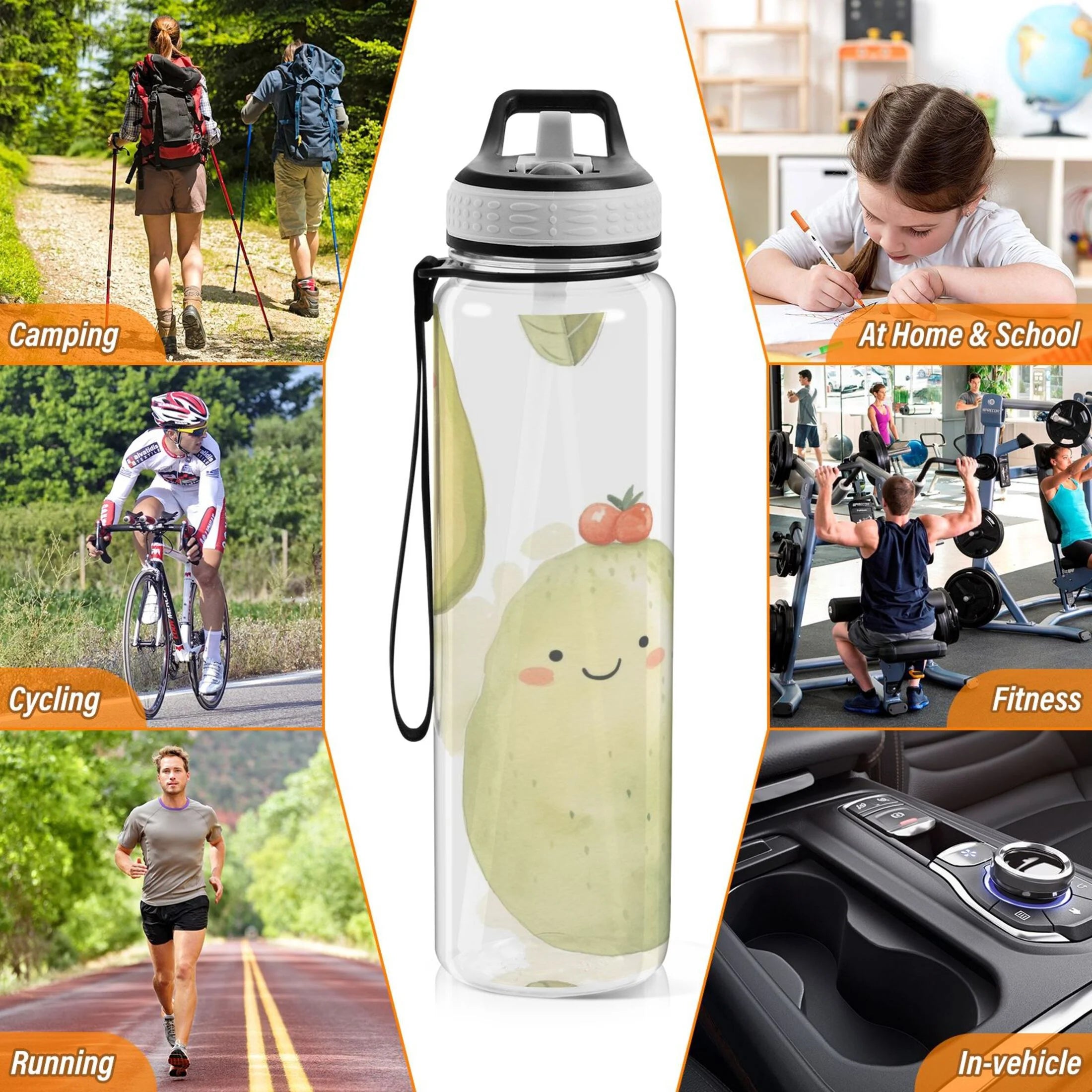 32oz Tritan Clear Water Bottle with Straw H684