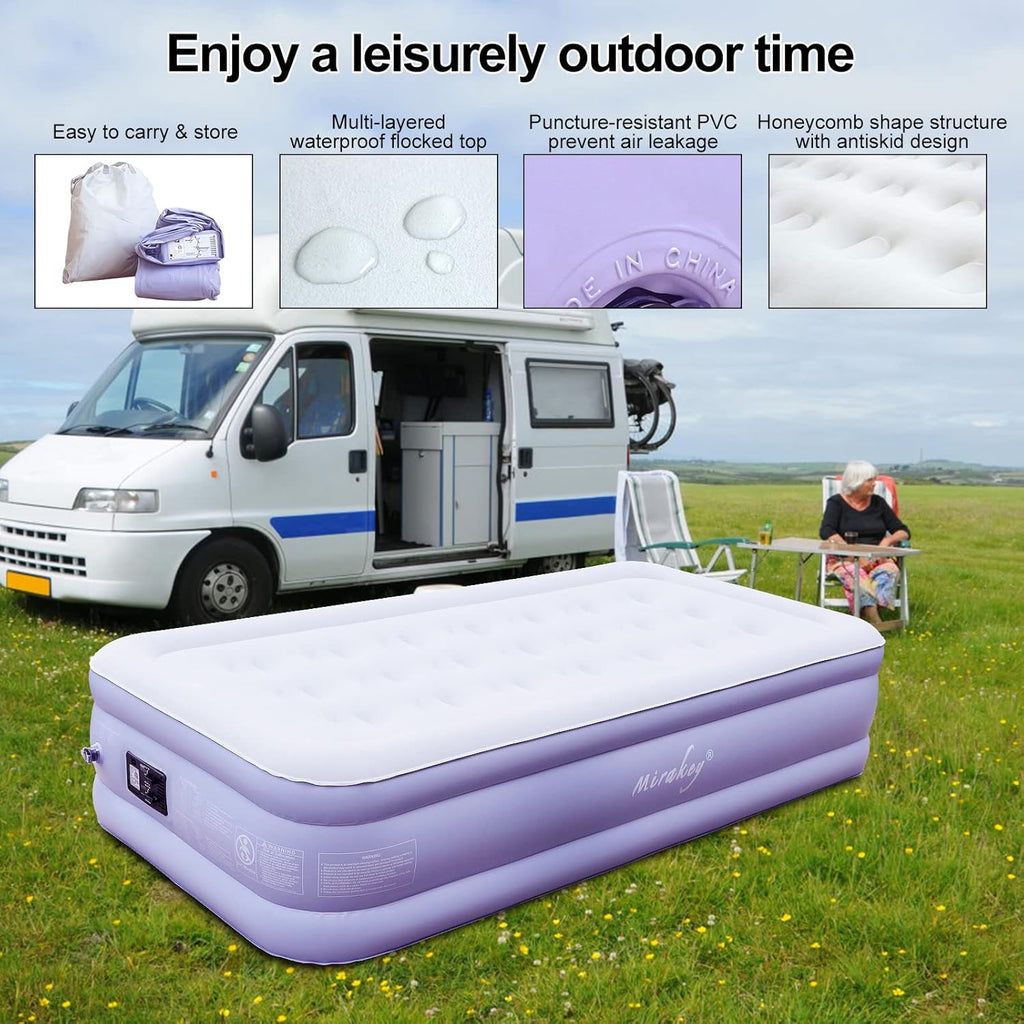Light Blue Twin Air Mattress with Built in Pump, Pack of 2 J747