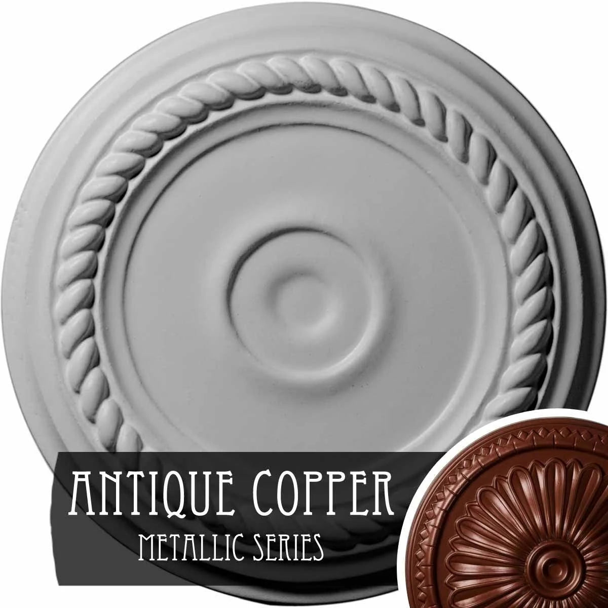 Small Alexandria Ceiling Medallion, Hand-Painted Silver S302