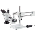3.5X-90X Simul-Focal Stereo Zoom Microscope on Dual Arm Boom Stand with 144-LED Ring Light Y46732
