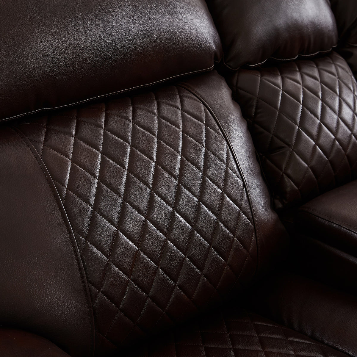 Faux Leather Reclining Sectional Sofa with Cup Holder & Storage L8797