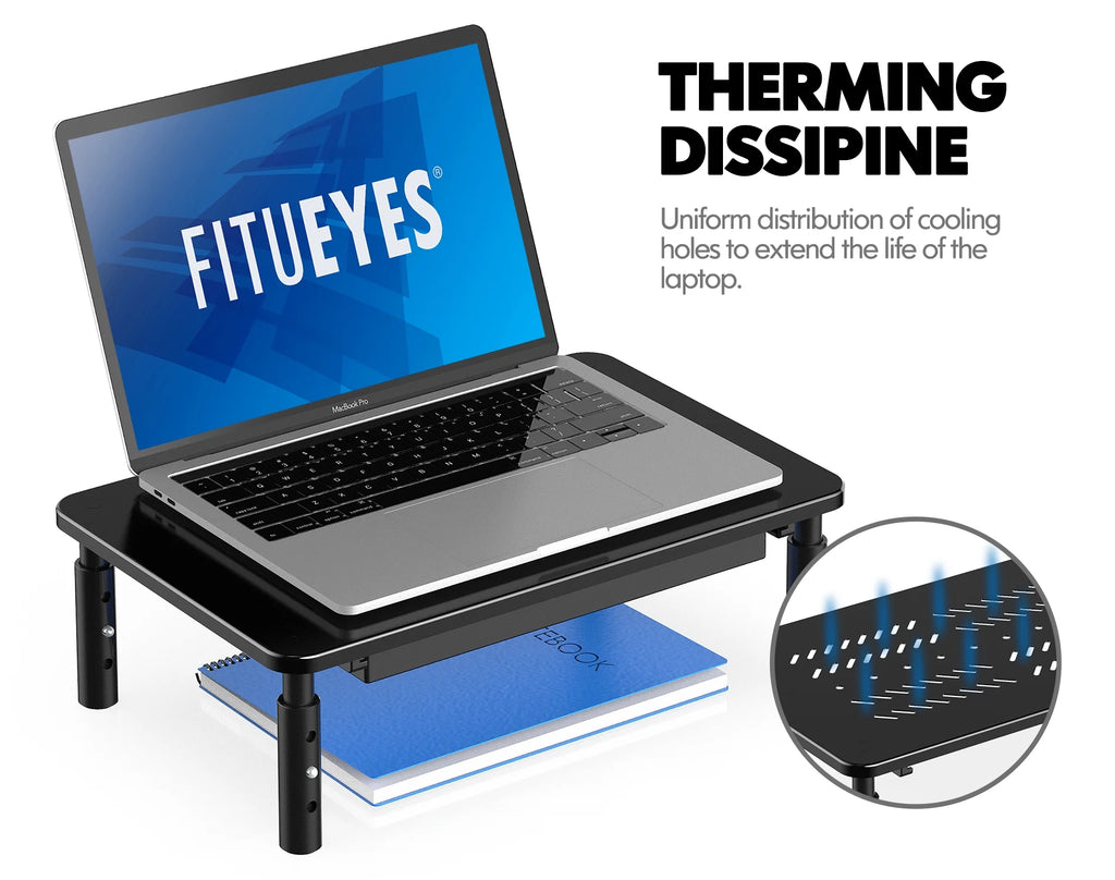 Black Metal Dual Monitor Stand with Drawer 2PK P90950