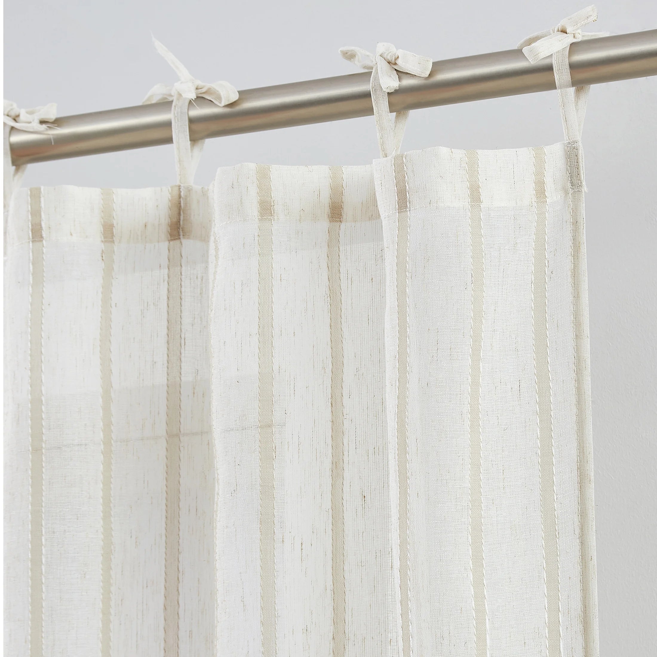 Taupe Light Filtering Tie Top Curtain Panel Pair, 76" x 95" G5798