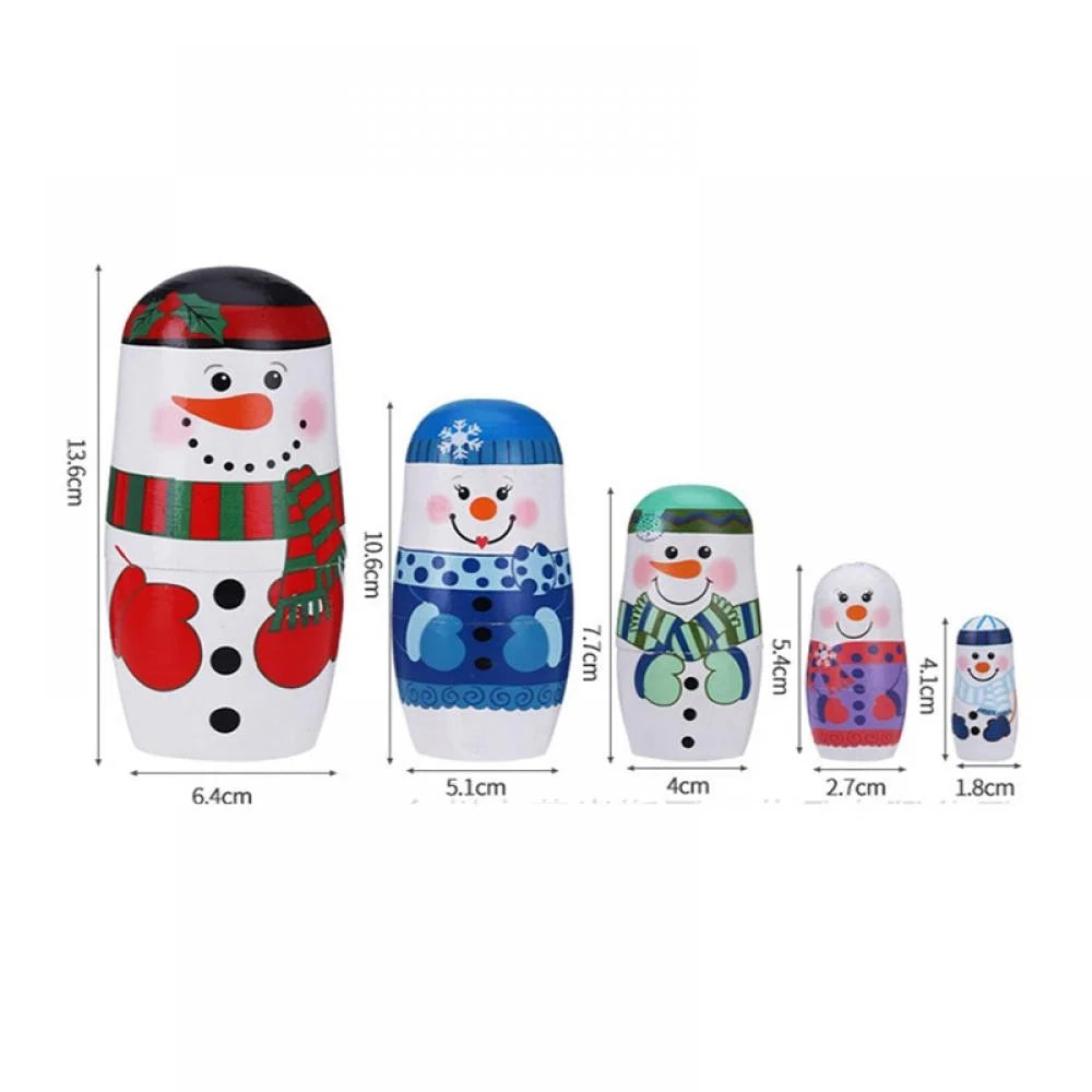 5 Pcs Wooden Handmade Matryoshka Nesting Dolls Stacking Doll Set K8022