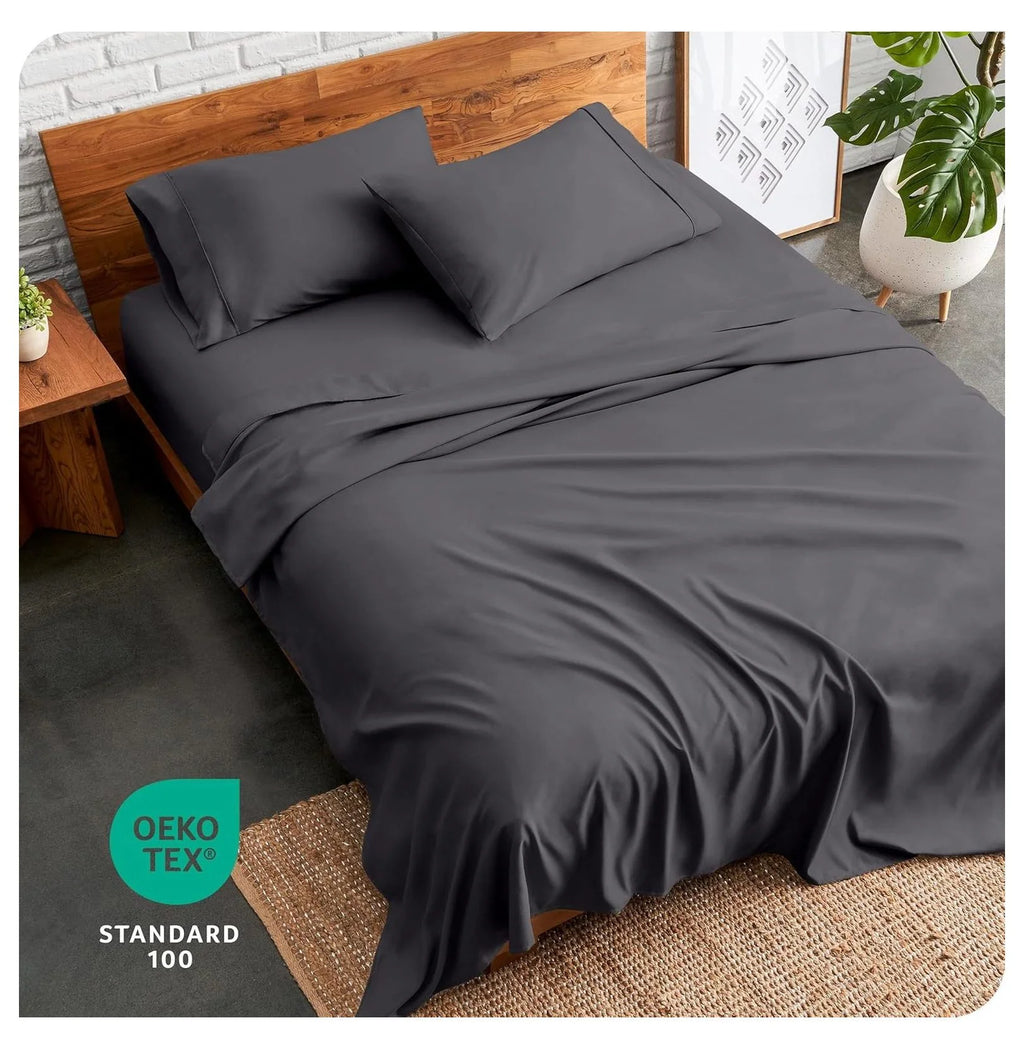 Short Queen 4 Piece Microfiber Sheet Set with Deep Pockets L7101
