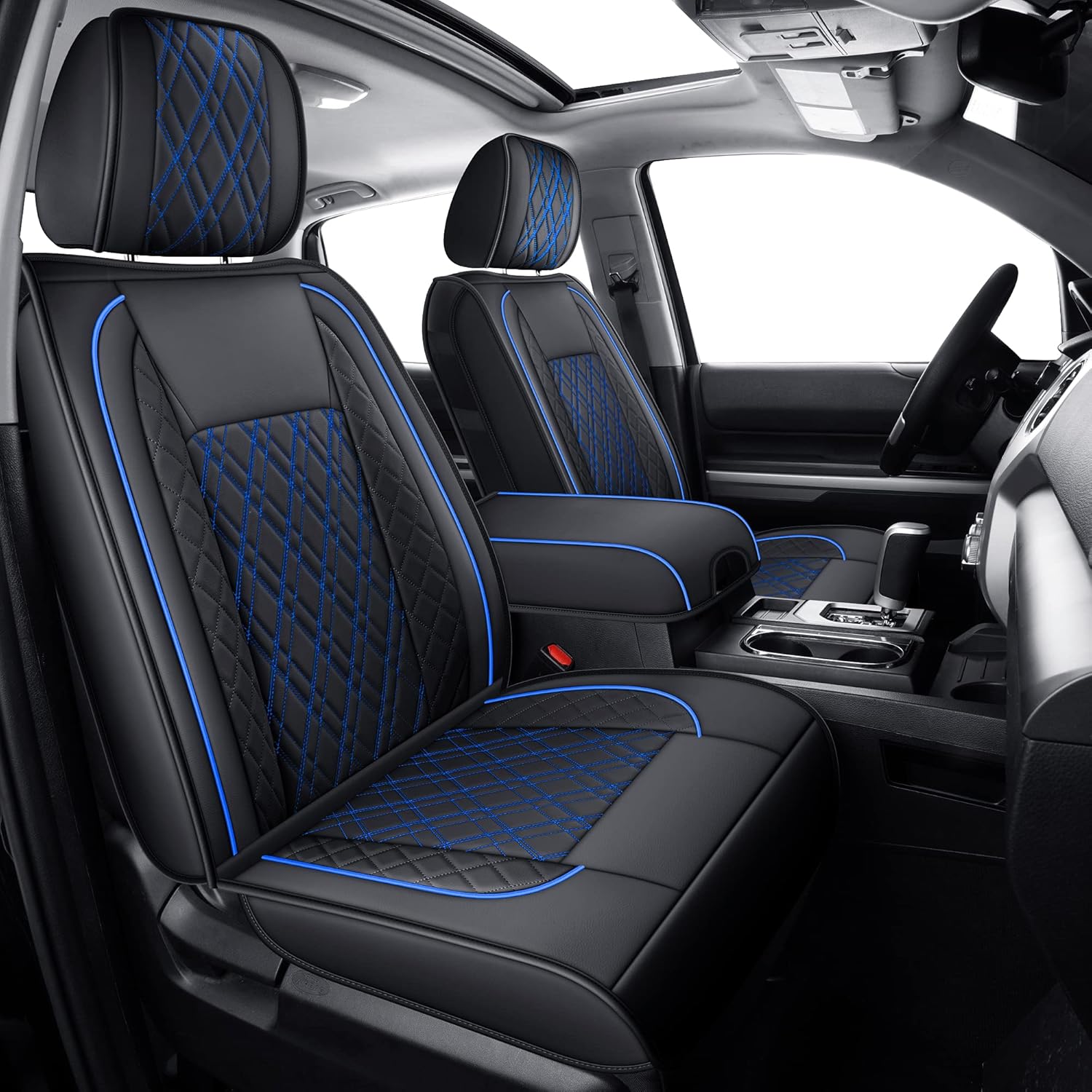 Gray Faux Leather Seat Covers Full Set T6922