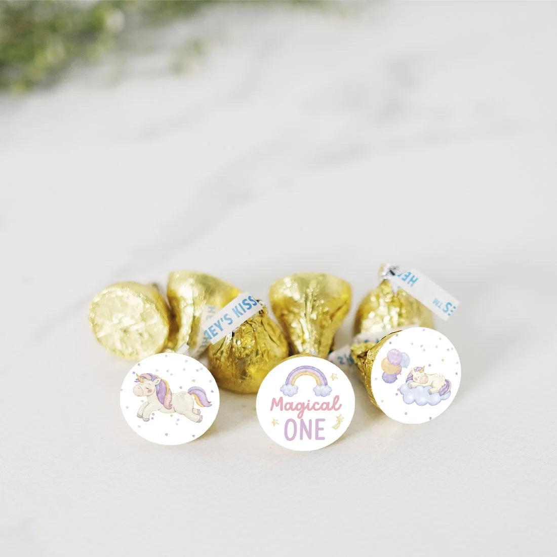 240-Pk Unicorn Chocolate Drop Label Stickers P283869