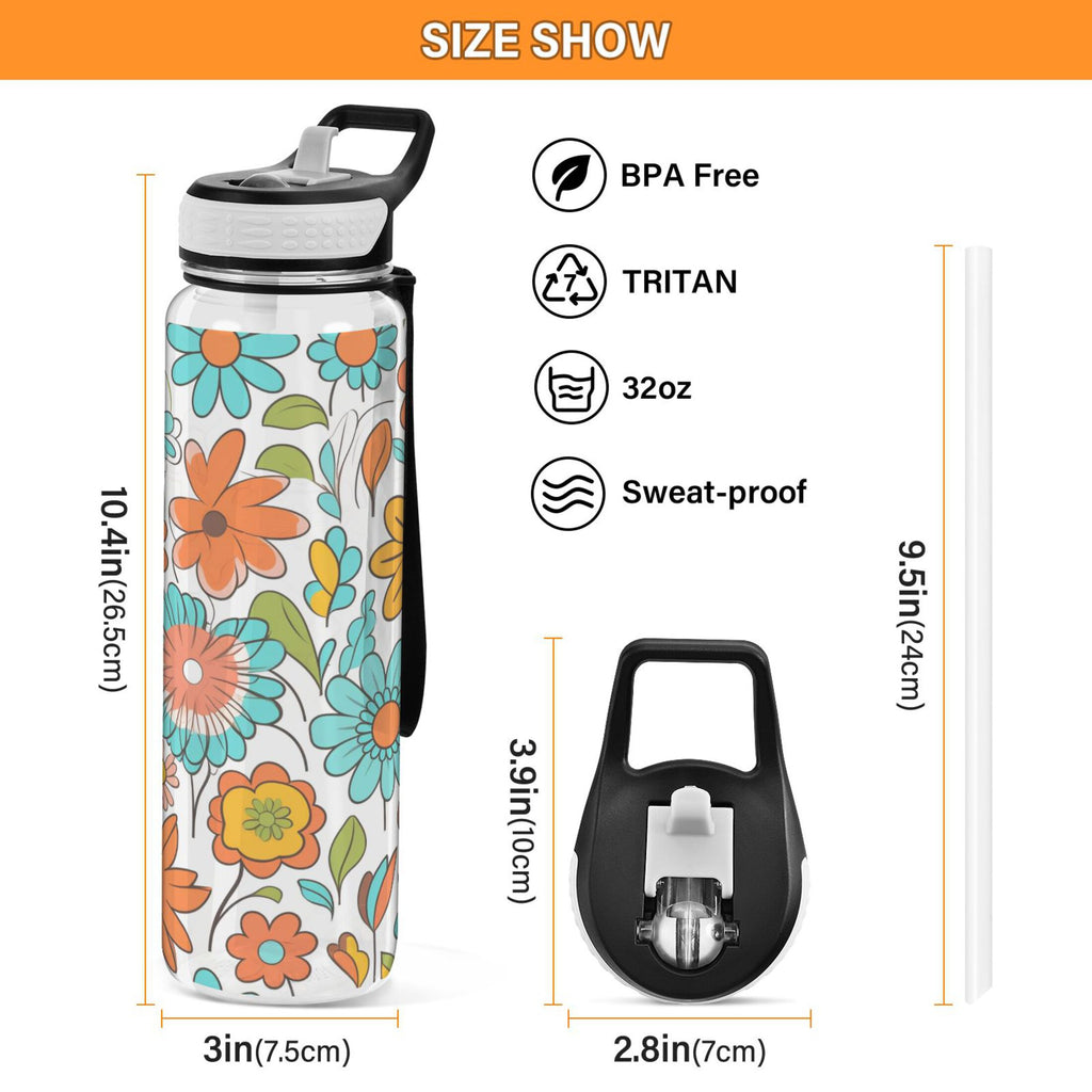 Clear 32oz Tritan Water Bottle with Straw X92412