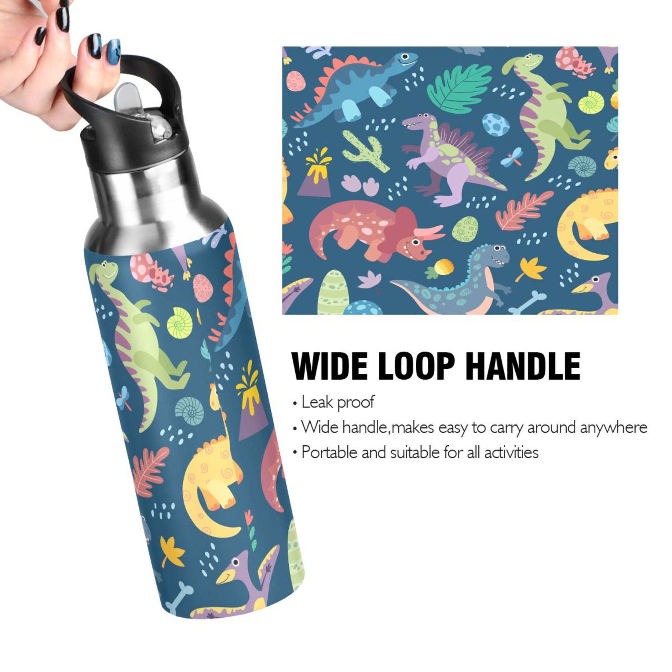 Stainless Steel Water Bottle with Straw Lid Vacuum Insulated 20 OZ U8262