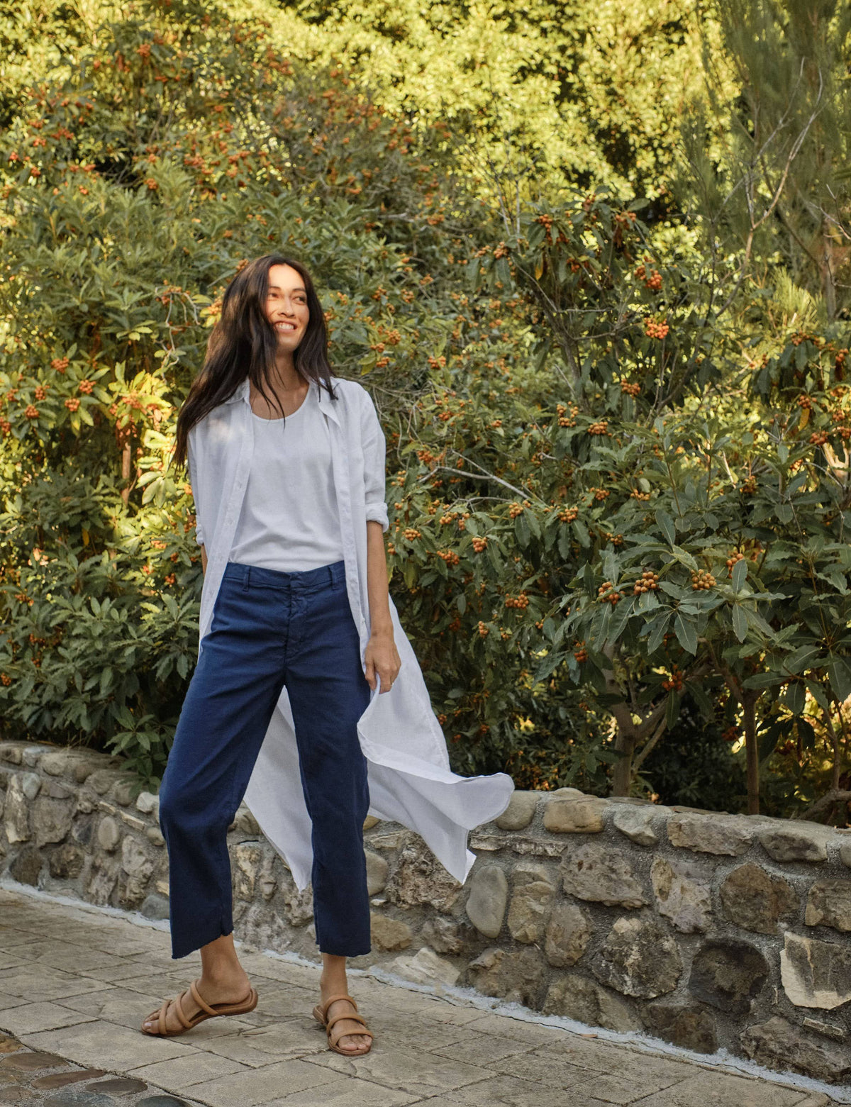 Navy Blue Italian Performance Linen 2 W87224