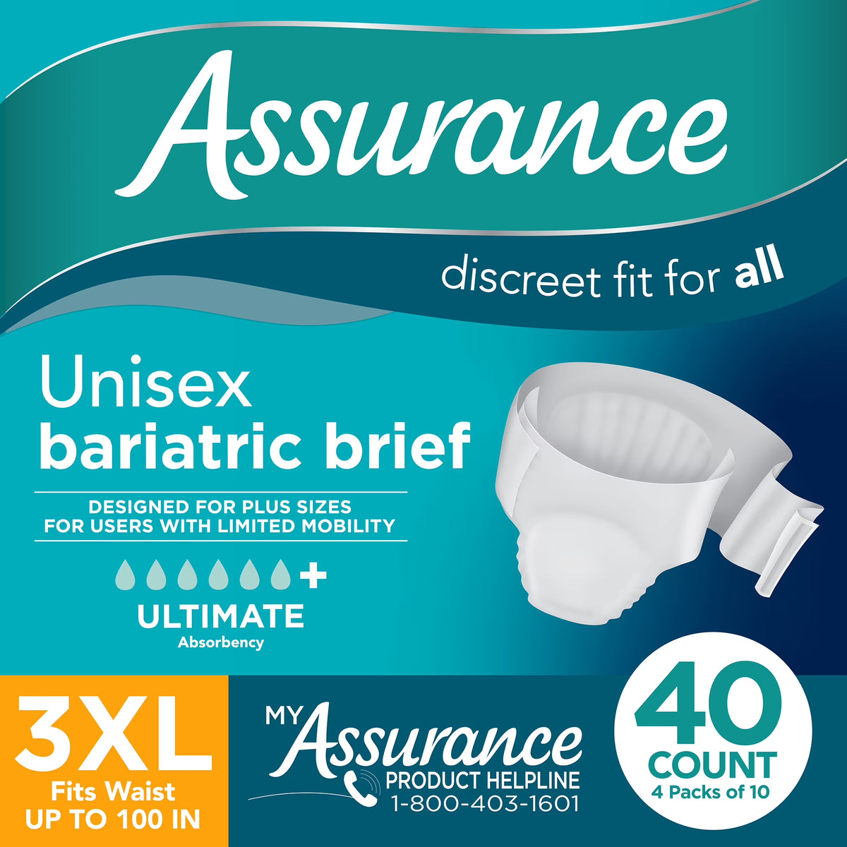 Bariatric Incontinence Briefs with Tabs, 40 Count U14092