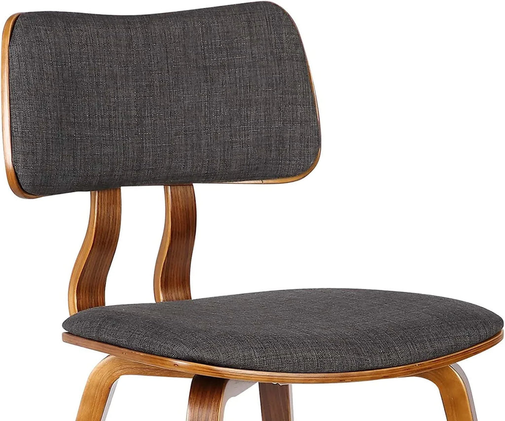 Walnut Wood & Charcoal Fabric Mid-Century Dining Chair F9265