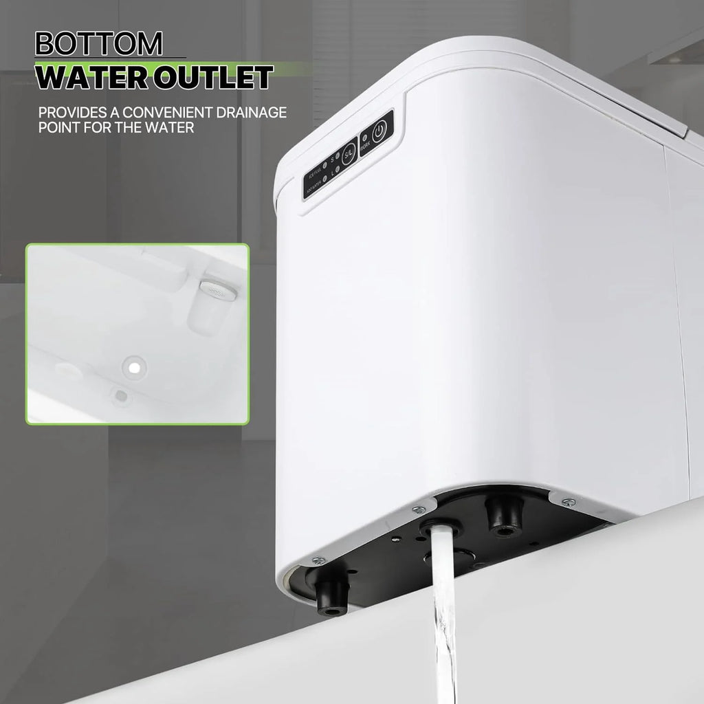 White Countertop Ice Maker Machine with Ice Scoop and Basket I13824