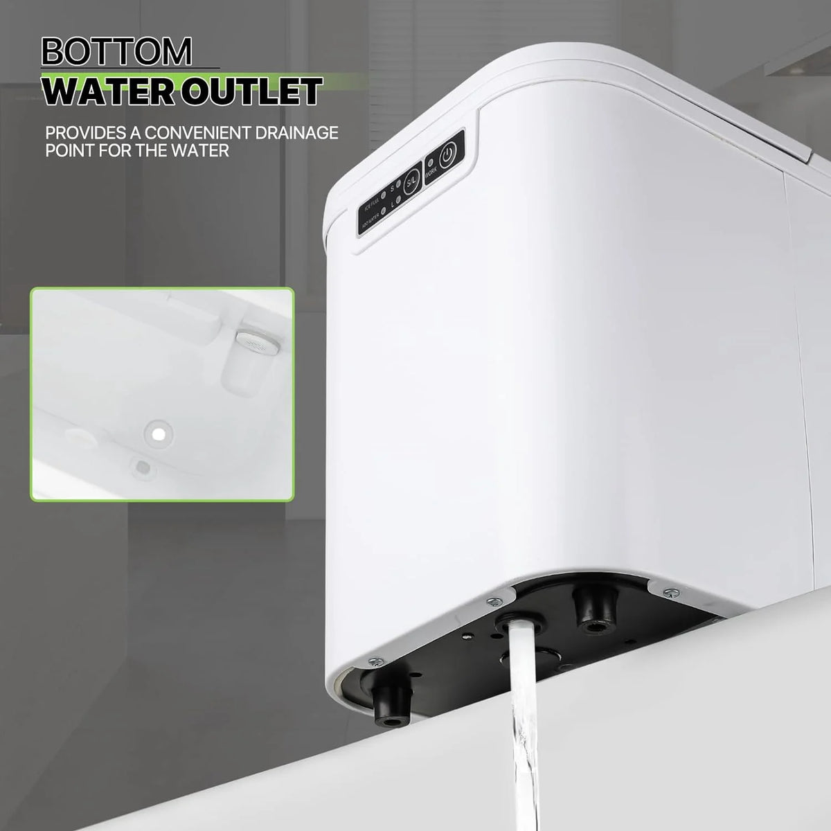 White Countertop Ice Maker Machine with Ice Scoop and Basket I13824