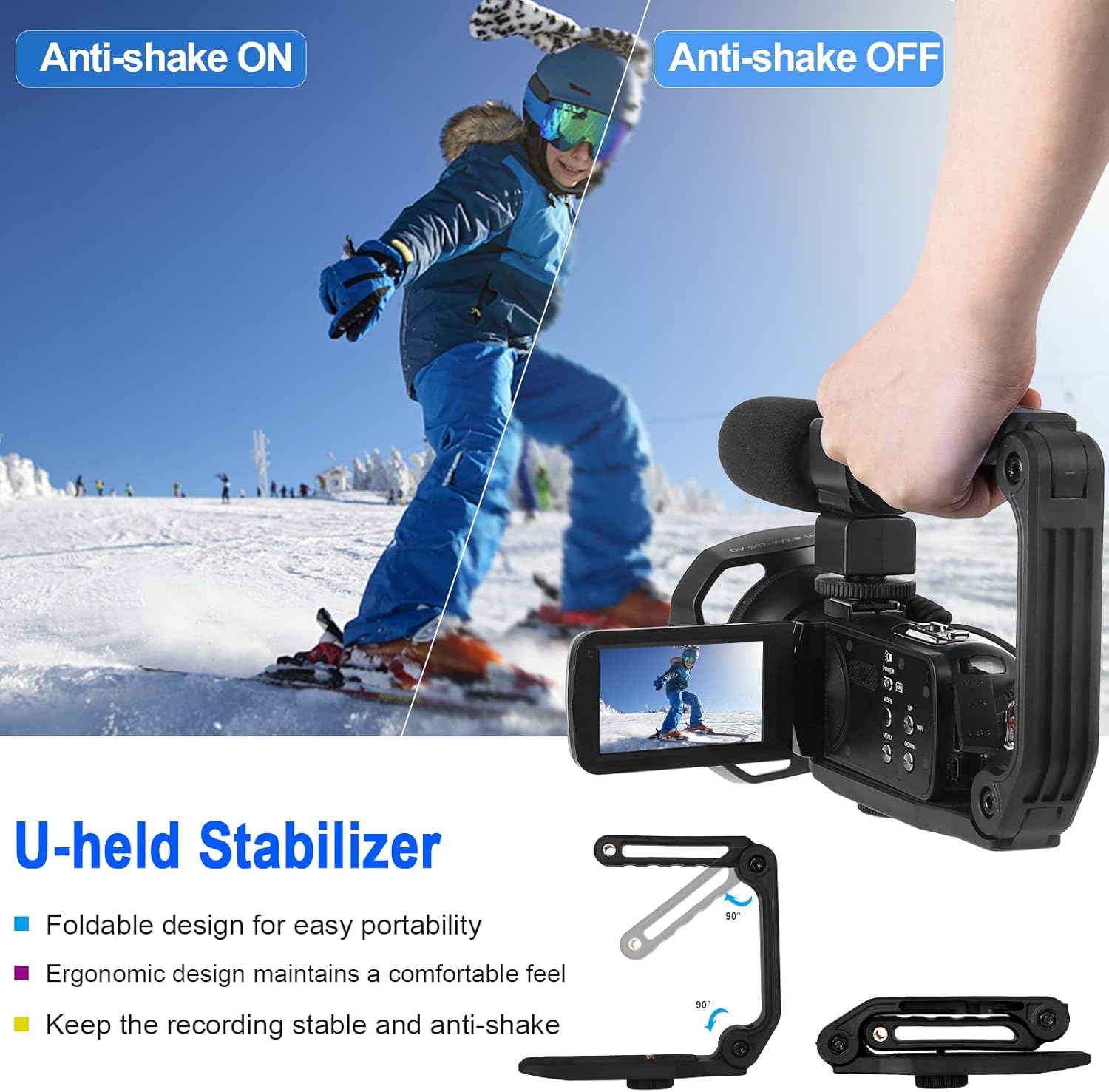 4K 48MP 60FPS Camcorder with Microphone and 2 Batteries T700