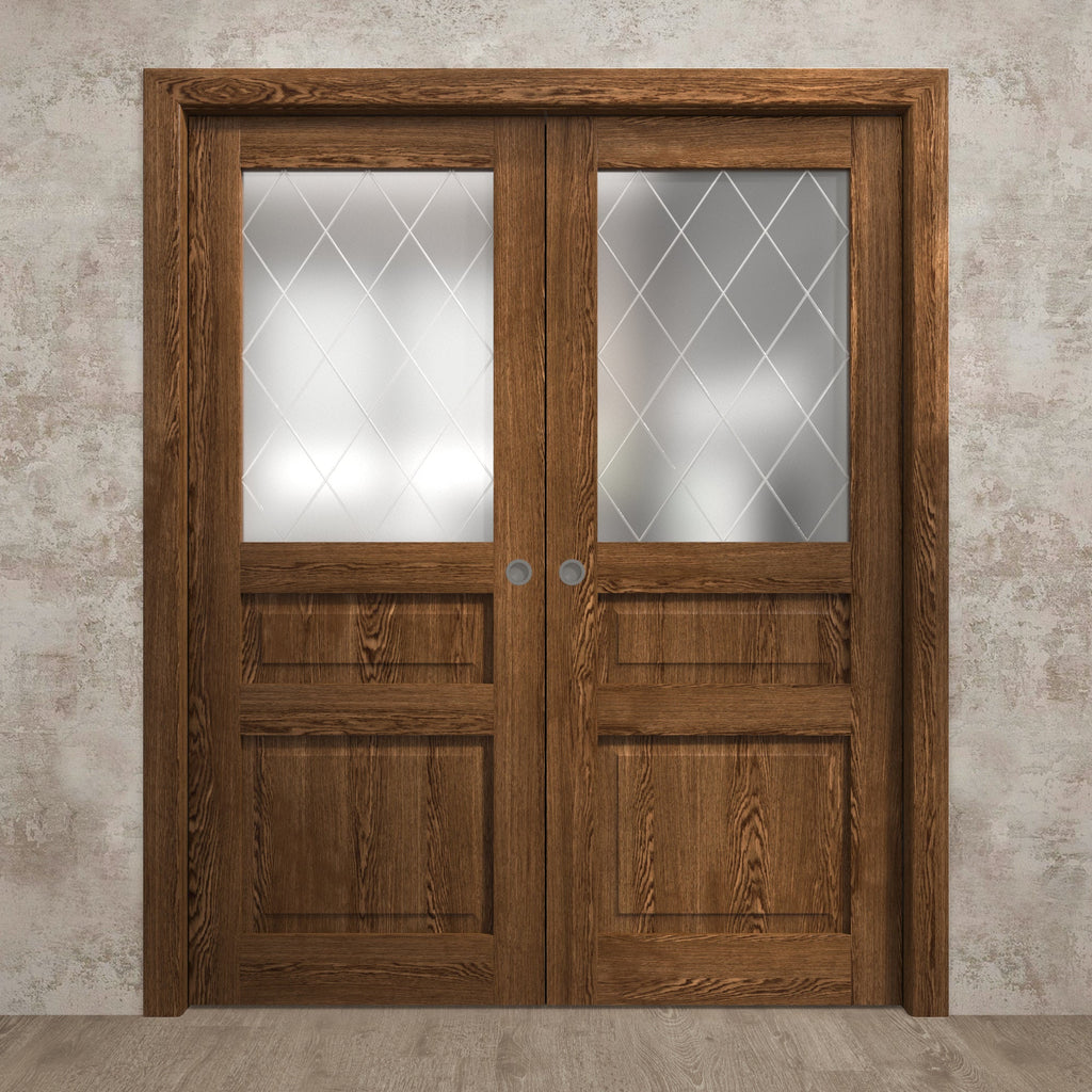 Solid Wood Sliding French Double Pocket Doors 36 x 80 inches I406
