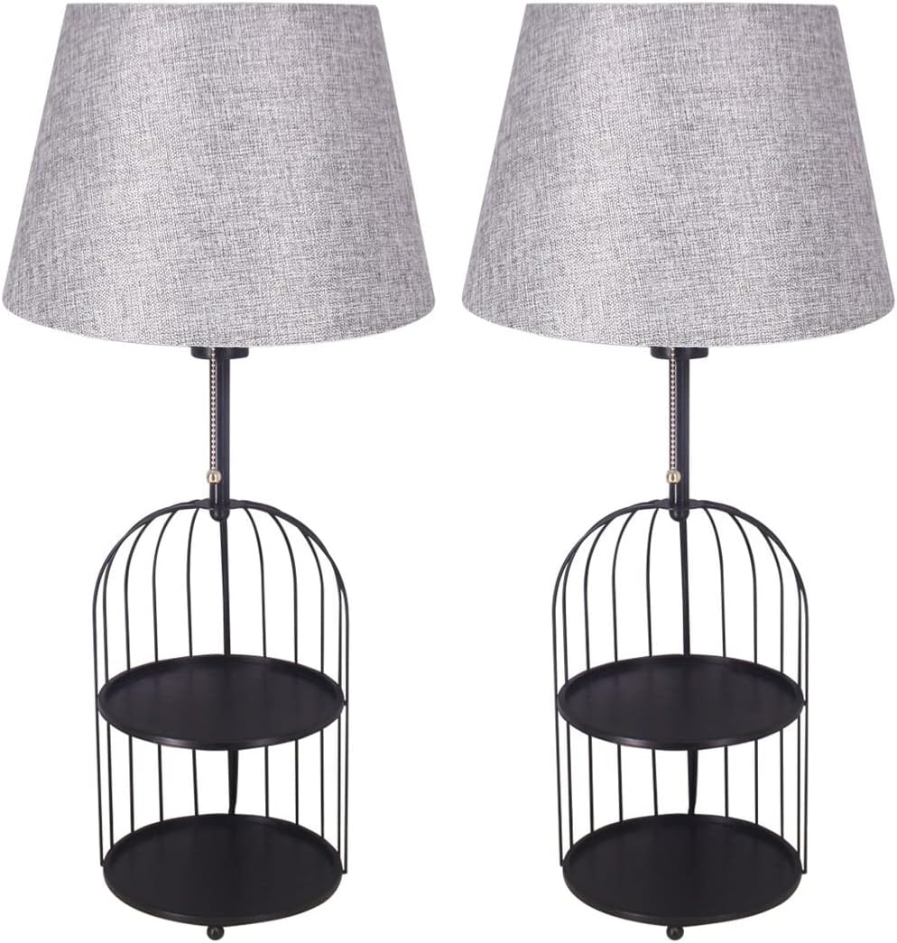 White 27 Inch Tall Birdcage Base Table Lamp Set of 2 E10321