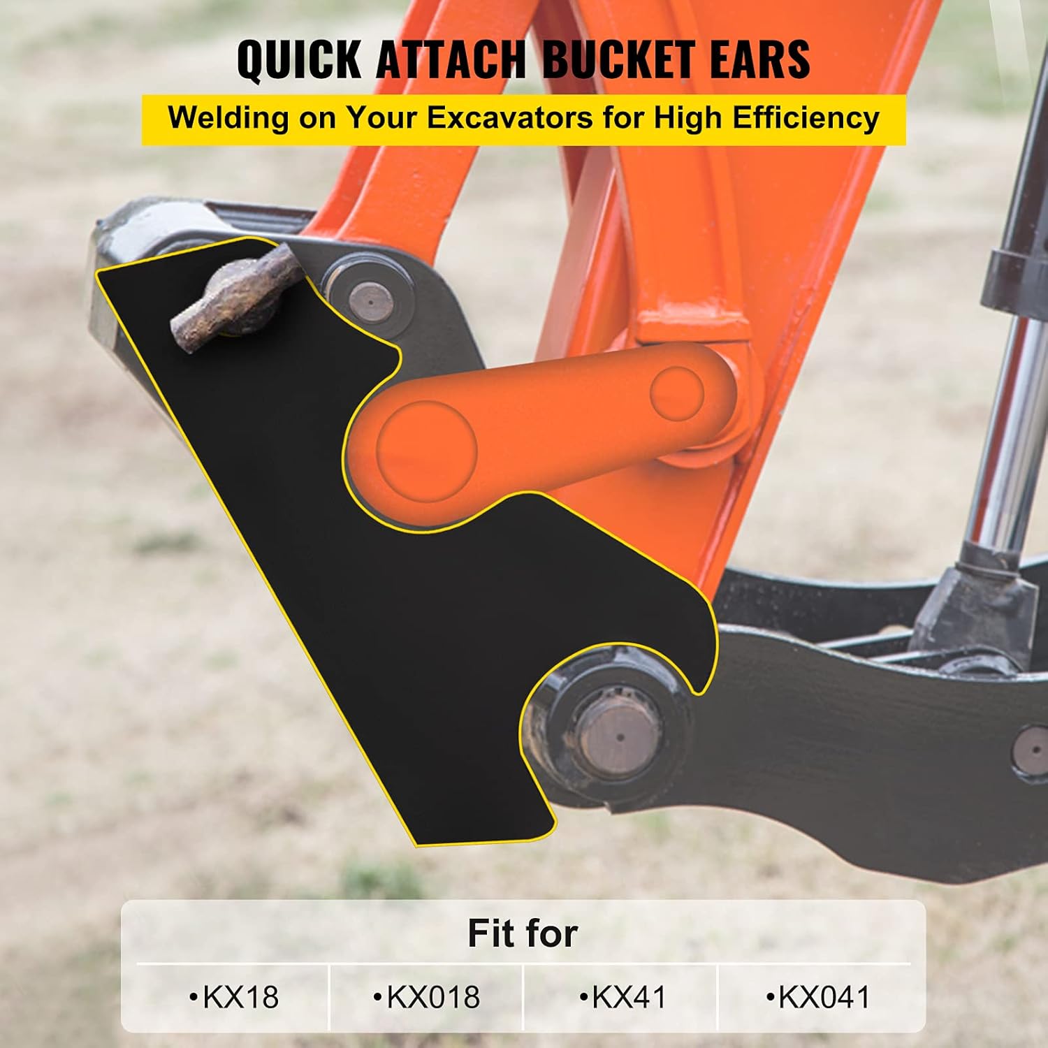 2pcs Black-Coating Steel Bucket Ears Attachment J41113