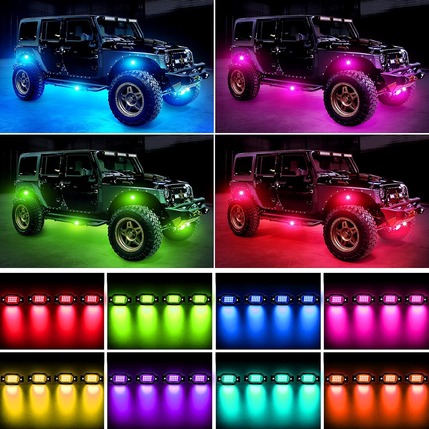 8 Pods Waterproof RGBW LED Car Underglow Light Kit D847