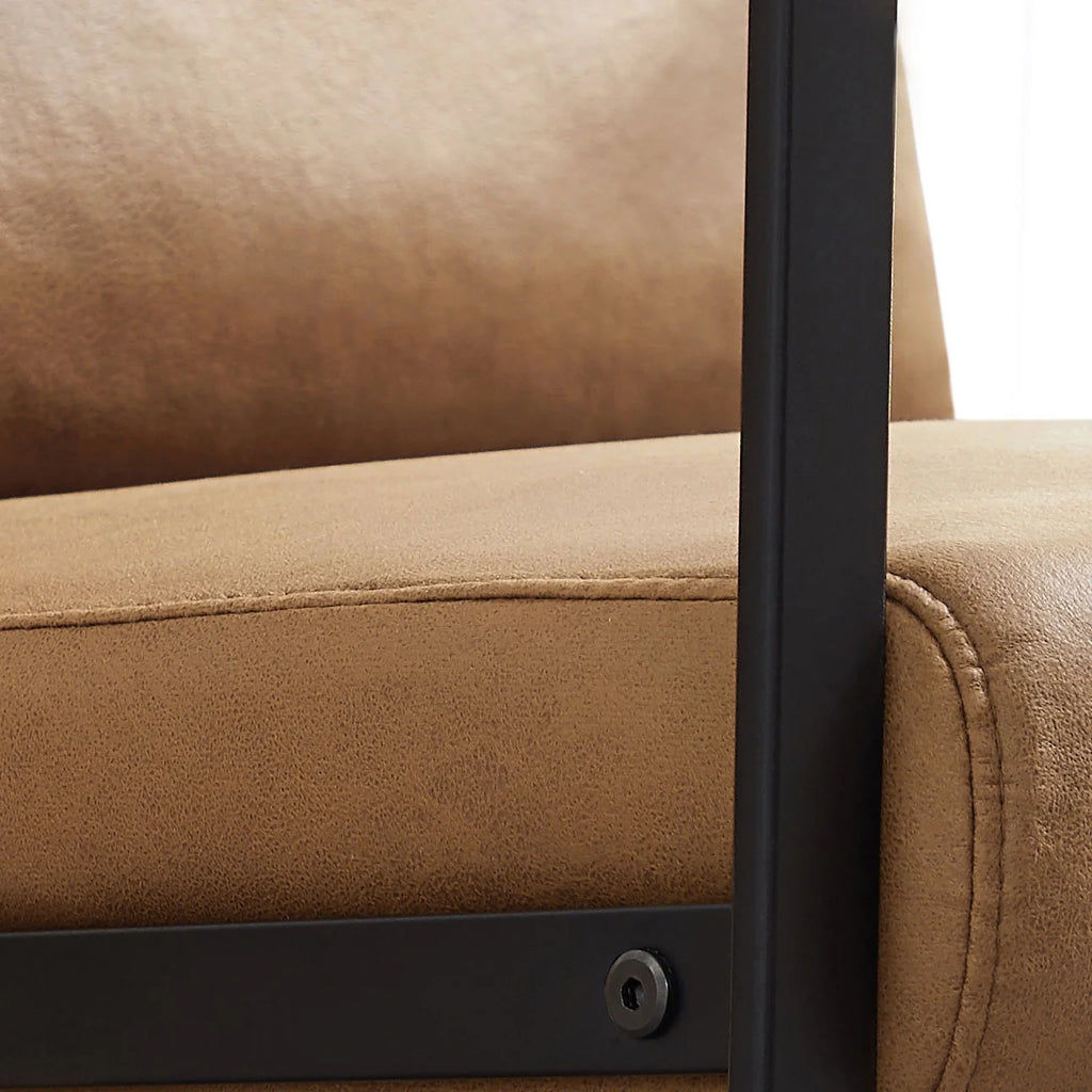 Camel PVC Leather Accent Chair with Metal Frame X13316