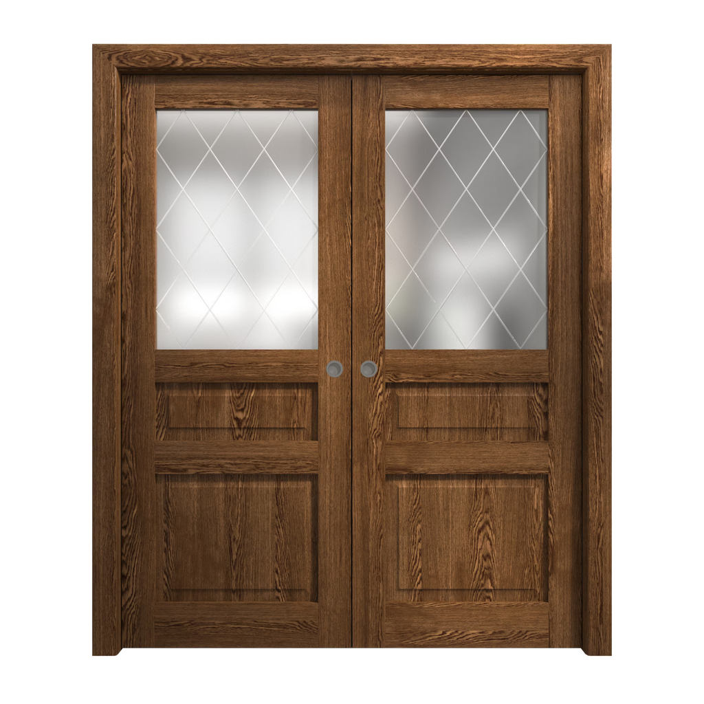 Solid Wood Sliding French Double Pocket Doors 36 x 80 inches I406