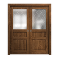 Solid Wood Sliding French Double Pocket Doors 36 x 80 inches I406