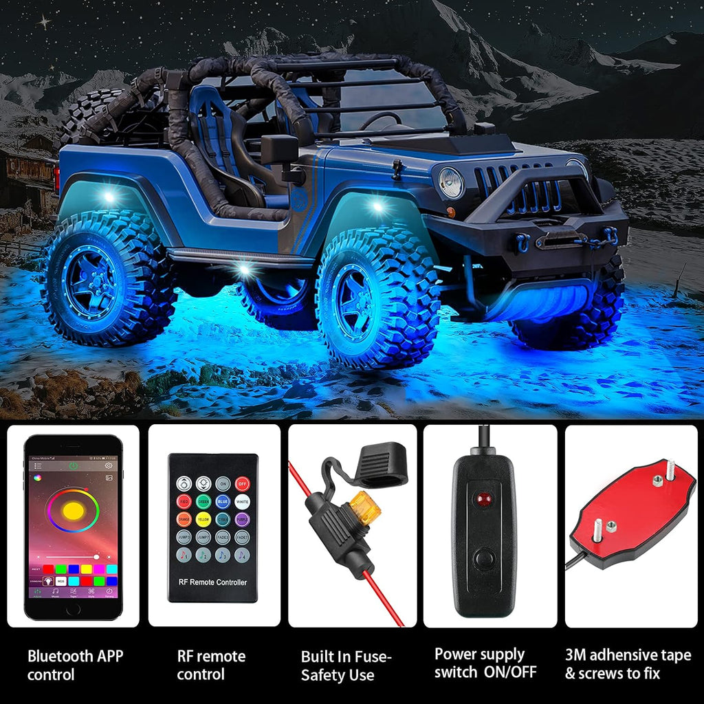 8 Pods Waterproof RGBW LED Car Underglow Light Kit D847