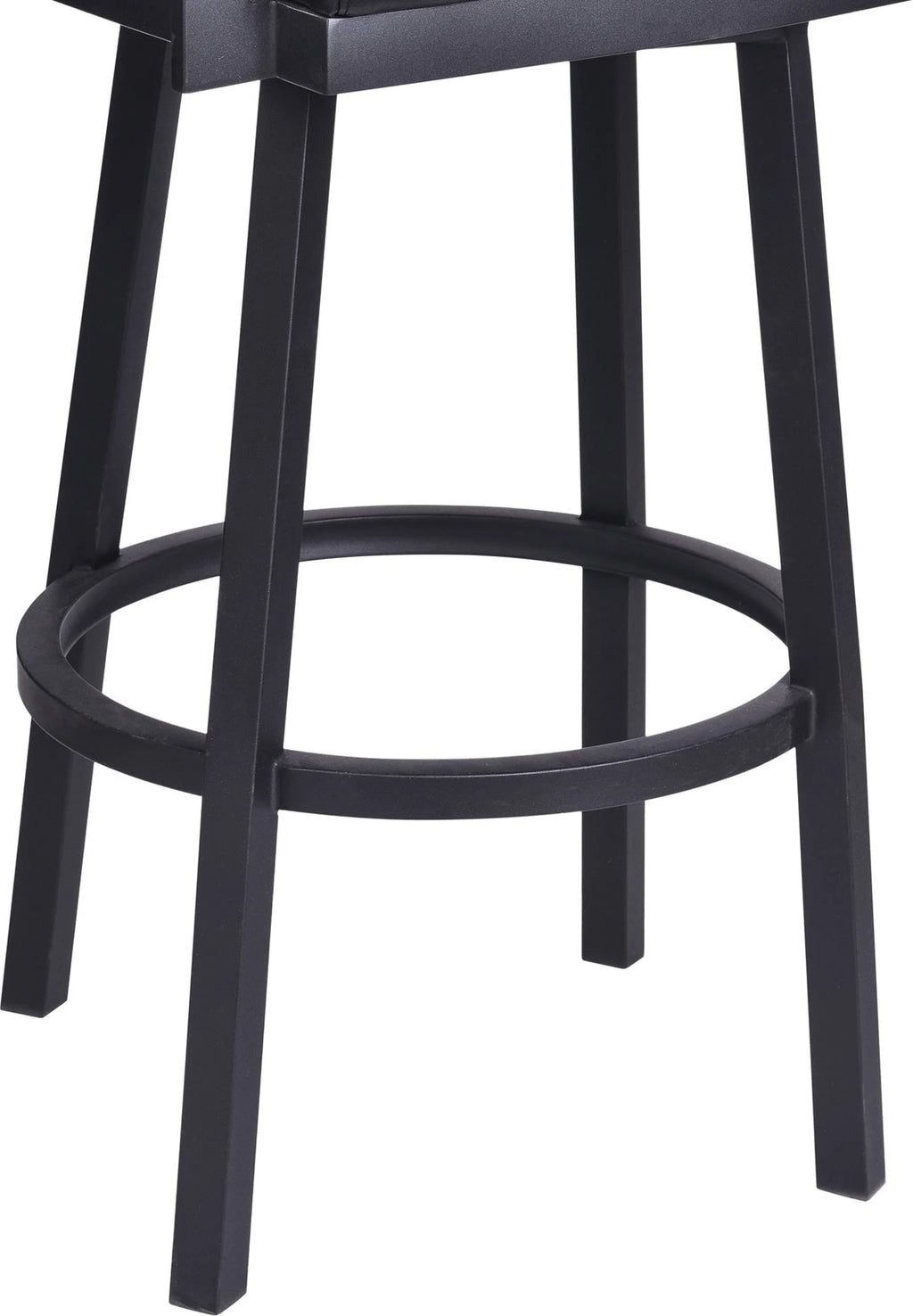 Black Powder Coated Faux Leather Barstool with Arms Y5420