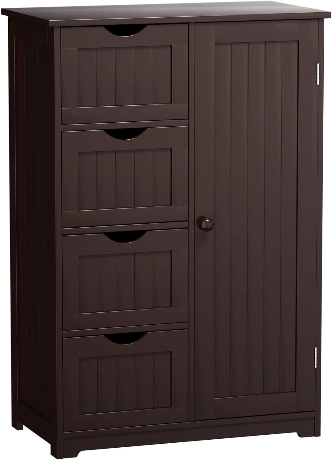 White 1 Door 4 Drawer Wooden Bathroom Floor Cabinet P85870