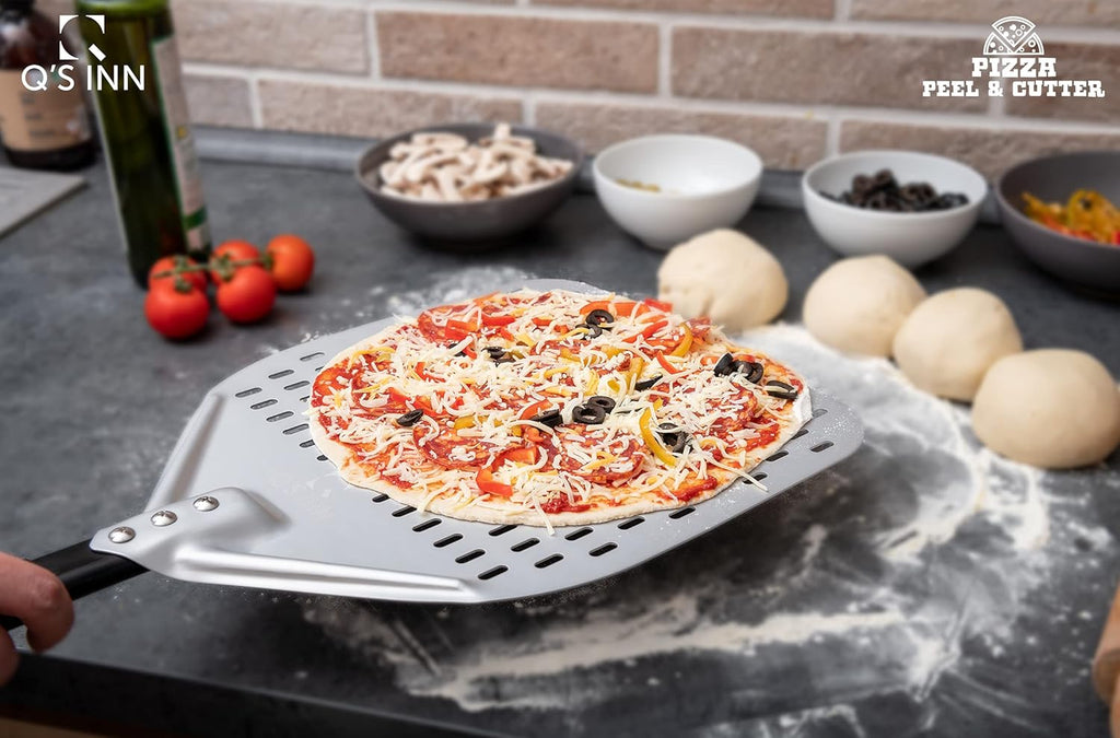 Perforated Pizza Peel 12x14 Inch Anodized Aluminum Pizza Paddle, Pack of 2 L7627