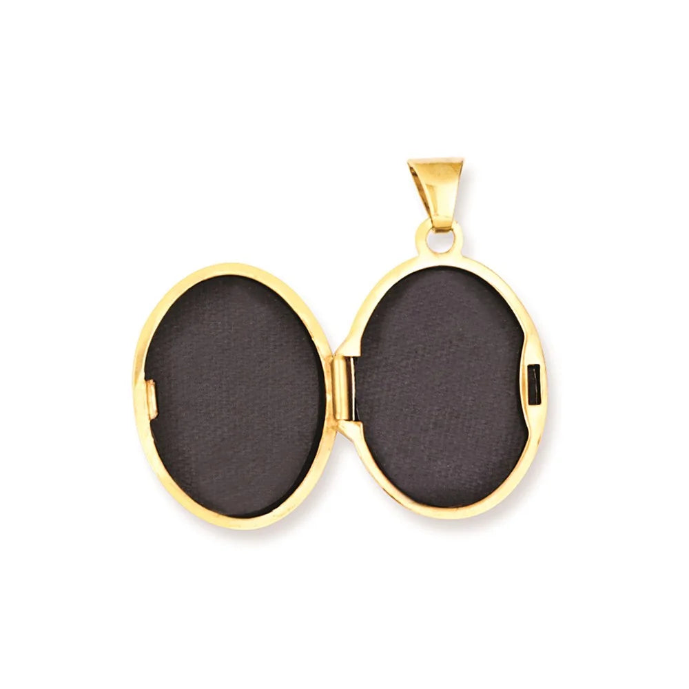 14K Yellow Gold White Rhodium Plated Footprints Locket S350