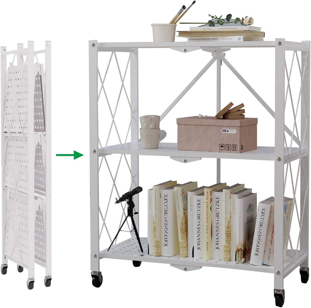 3-Tier Foldable Storage Shelves Black E269