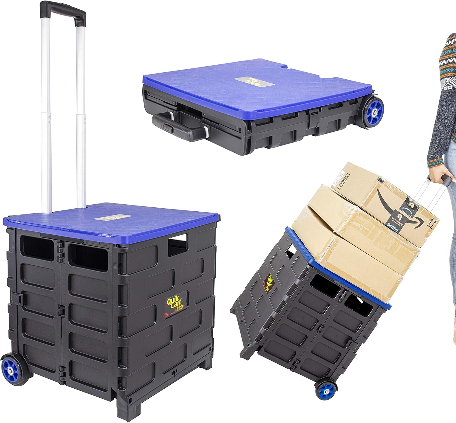 Black Heavy Duty Collapsible Utility Cart with Seat F100423