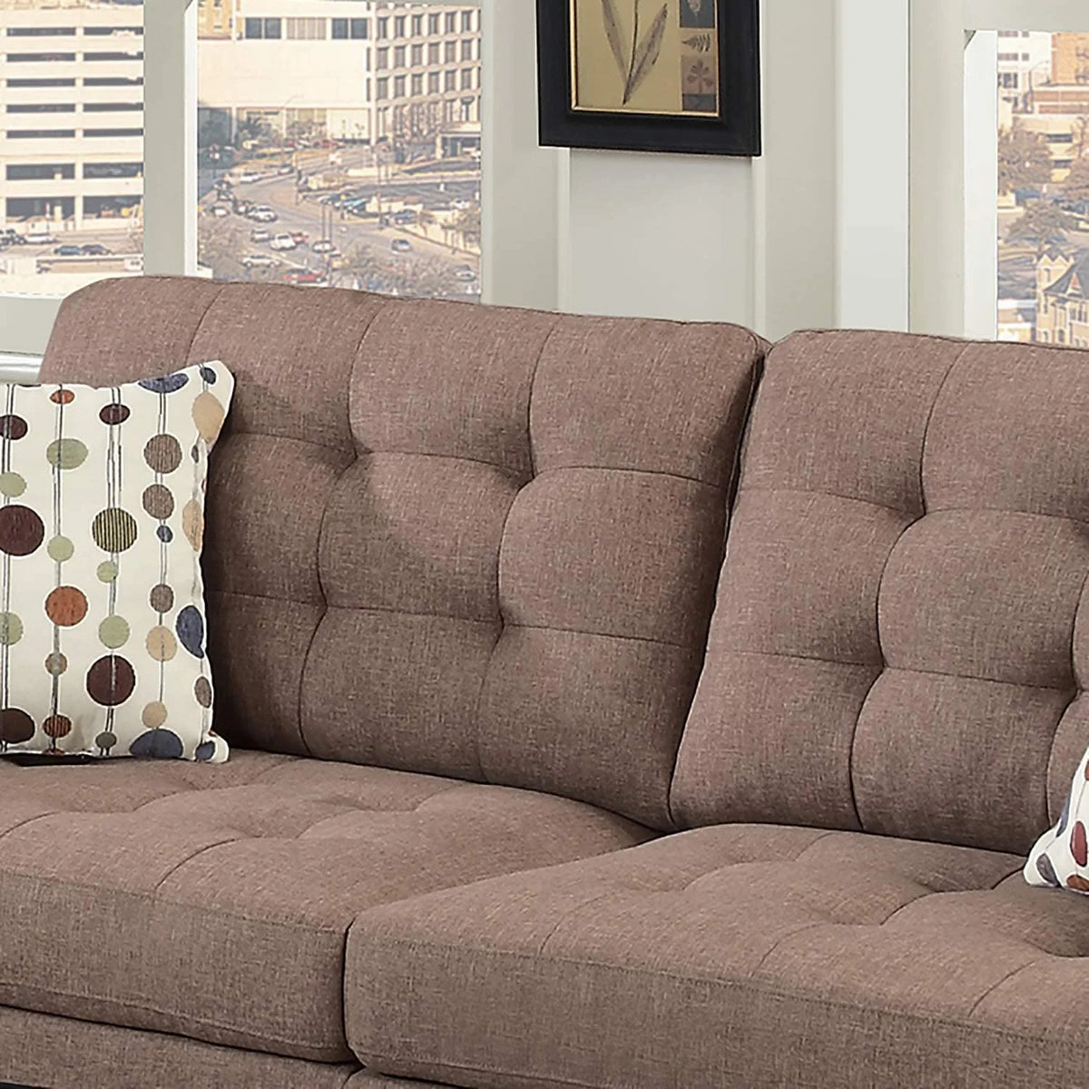 2pc Polyfiber Tufted Sofa Loveseat Couch V3018