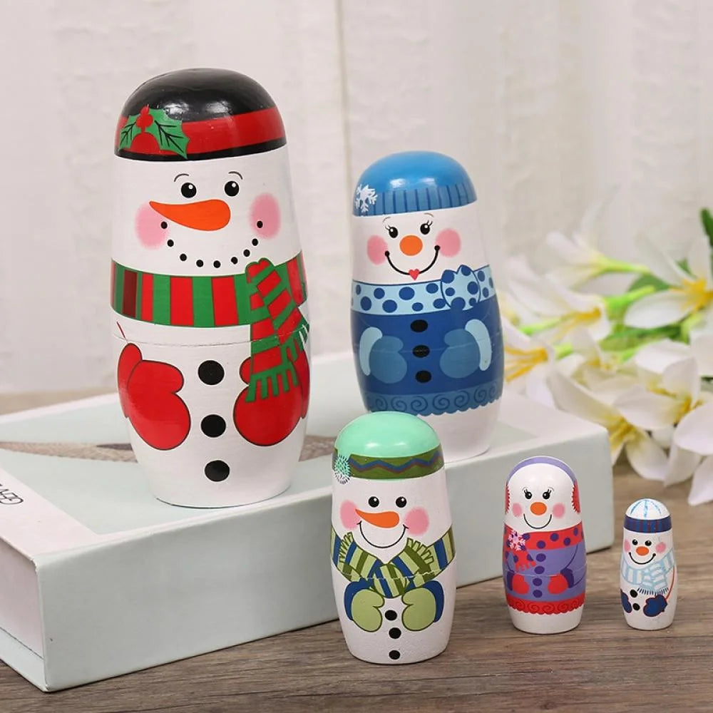 5 Pcs Wooden Handmade Matryoshka Nesting Dolls Stacking Doll Set K8022